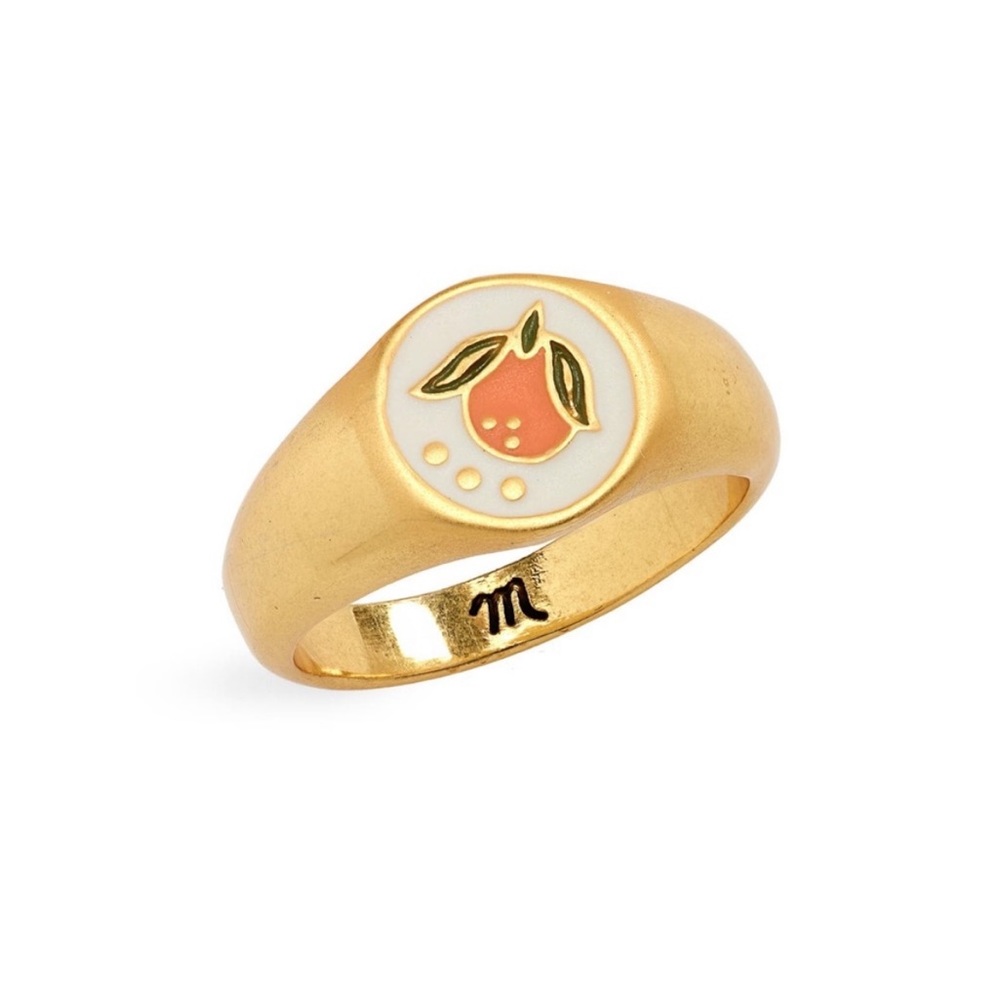 NWT Madewell Enamel Clementine Signet Ring Size 7